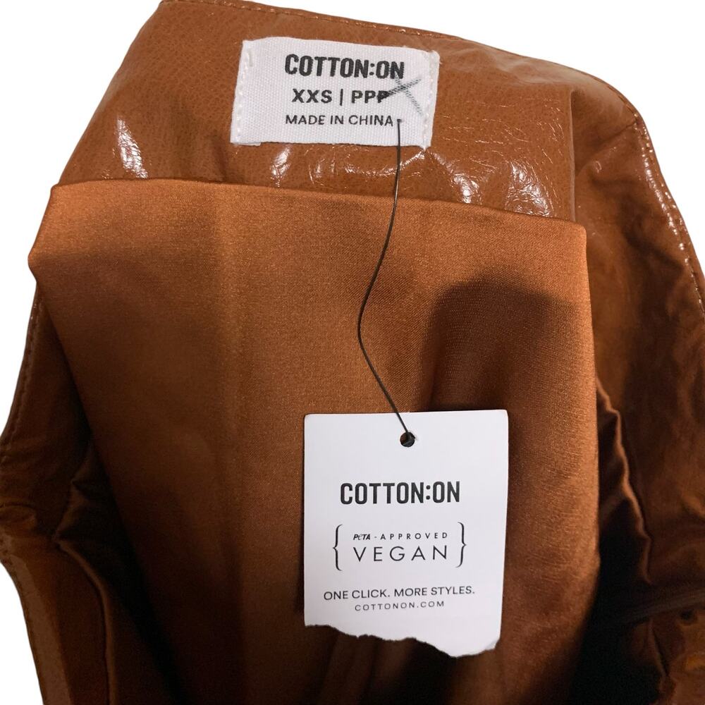 NWT Cotton on Vegan Leather Mini Skirt Womens Size 2XS - Picture 5 of 8